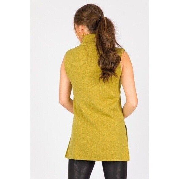 Yida Green Long Lined Cardigan Sleeveless Wool Alpaca Knit Open Designer Retro L - Picture 2 of 11